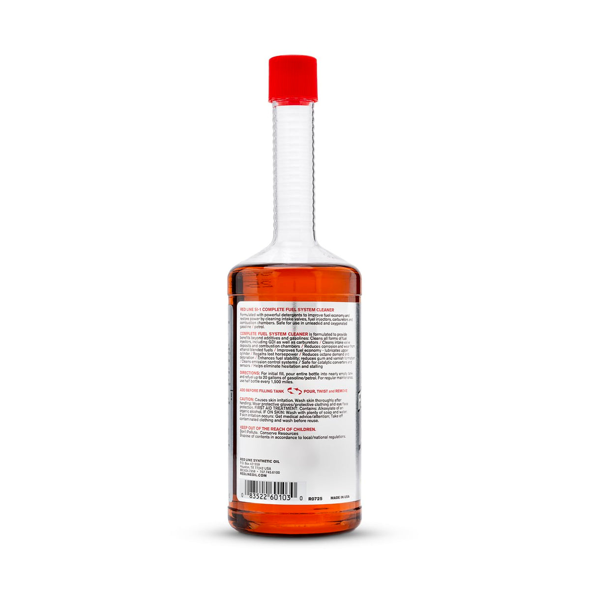 Red Line 60103 SI-1 Complete Fuel System Cleaner - 15 Ounce- Fuel Injector Cleaner and Carburetor Cleaner for Corrosion Prevention and Injector, Valve, and Combustion Chamber Deposit Removal