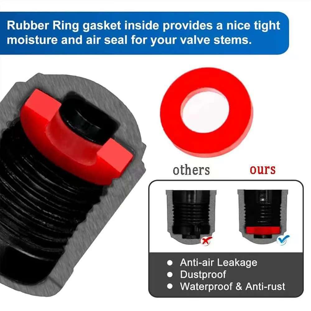 Tire Valve Stem Caps The Upgraded Version has a Sealing Ring for Car, Motorbike, Trucks, Bike, Bicycle （Black） (24)