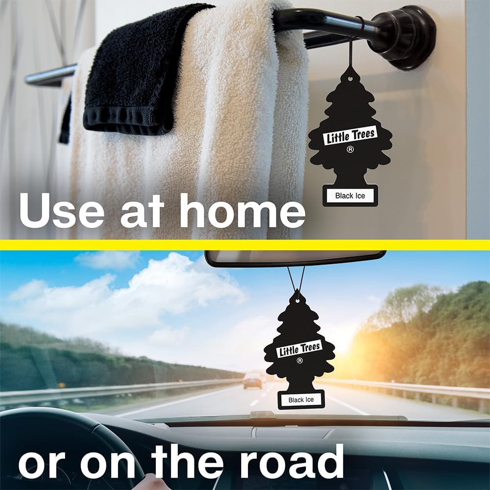 LITTLE TREES Car Air Freshener, 4 Count (Pack of 6), Black Ice