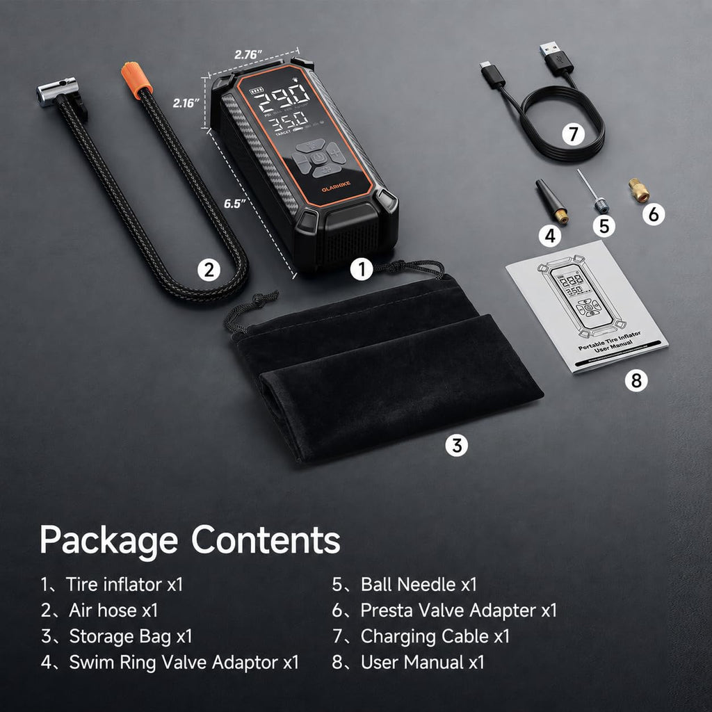 OlarHike Tire Inflator Portable Air Compressor,Dual Power-3*2000mAh &12V DC
