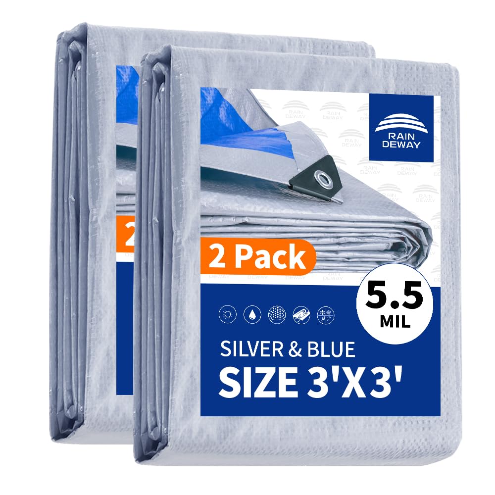 RAINDEWAY Tarps 8x10Ft 5.5 Mil Multipurpose Waterproof Poly Tarp Cover