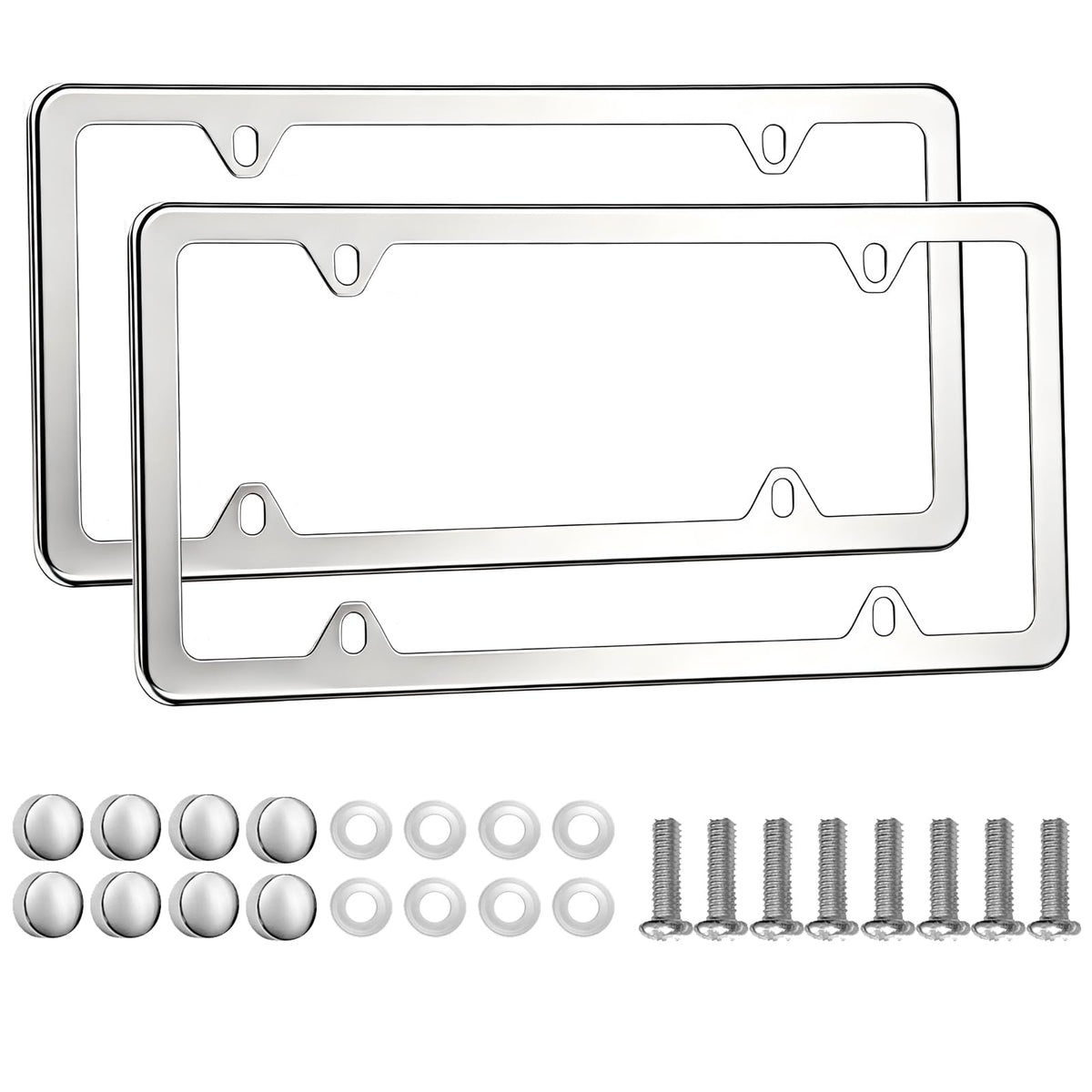 2PCS Premium Matte Black License Plate Frames, Solid Rust-Proof Aluminum Holder with 2 Holes, Universal Car Frame for Women and Man, Including Screws, by Lengnoyp.