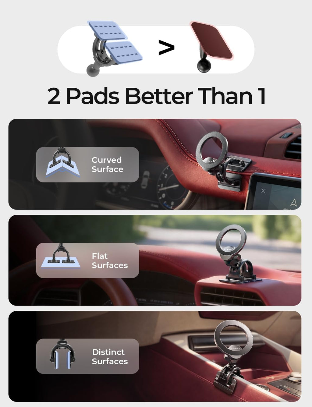 LISEN for MagSafe Car Phone Mount for iPhone 18 Pro Max, Magnet Magnetic Phone Holders for Your Car 2-in-1 Vent Dashboard Magnet Cell Phones Holder Mounts fit iPhone 18 Pro Max 17 16 15 14 13 12