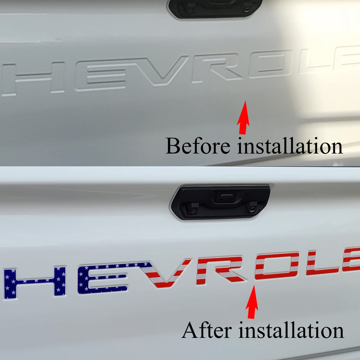 Tailgate Insert Letters Compatible with Chevy Silverado 2019 2020 2021 2022 2023 2024 2025 2026 3D Emblems Badge with Strong Adhesive Matte Black