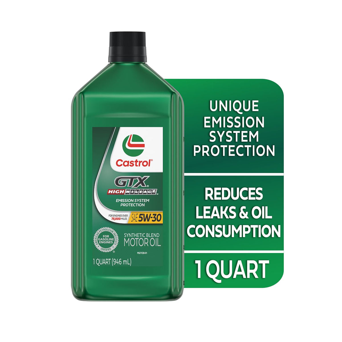 Castrol GTX High Mileage 5W-30 Synthetic Blend Motor Oil, 5 Quarts