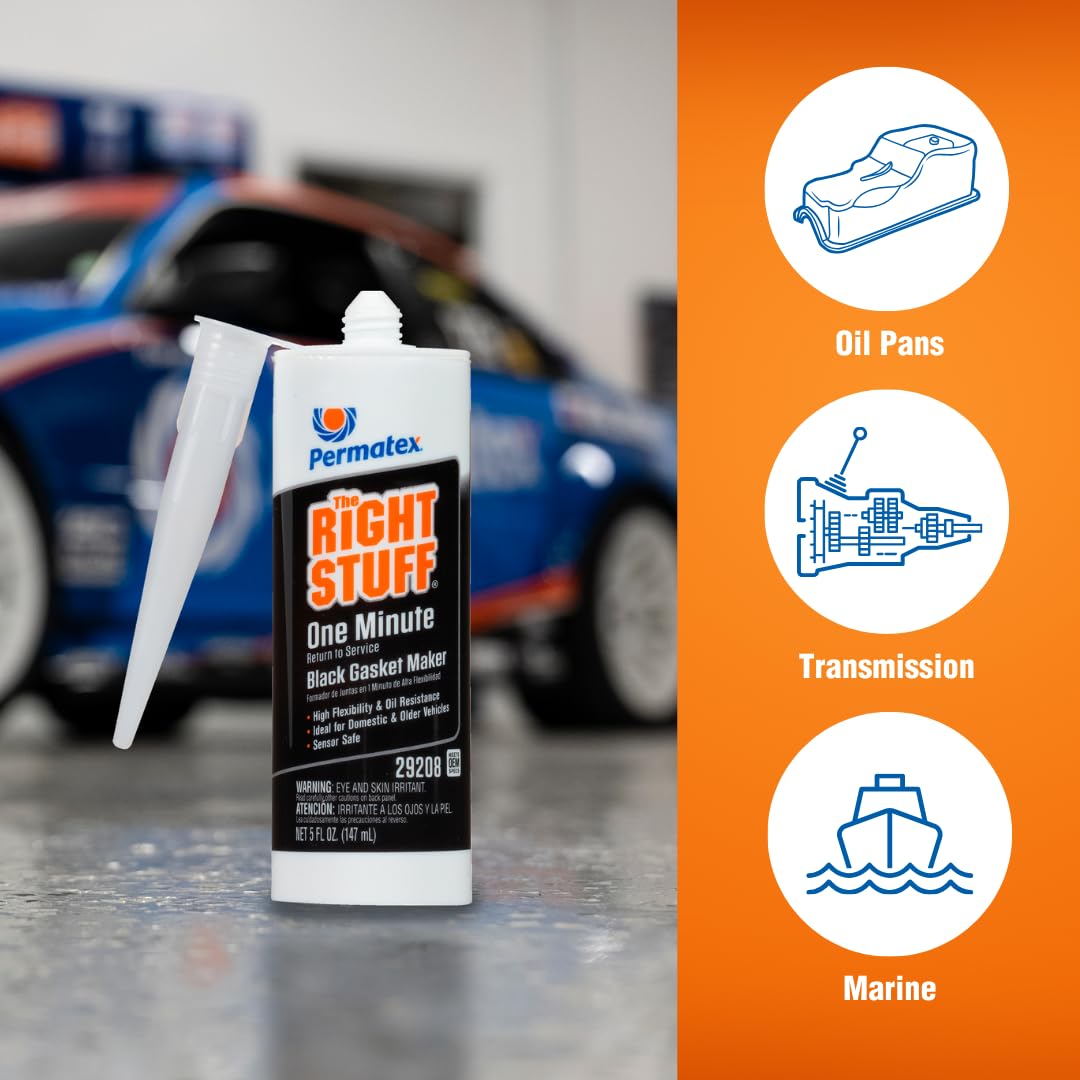 Permatex 82180 Ultra Black Maximum Oil Resistance RTV Silicone Gasket Maker, Sensor Safe and Non-Corrosive, for High Flex and Oil Resistant Applications 3 oz