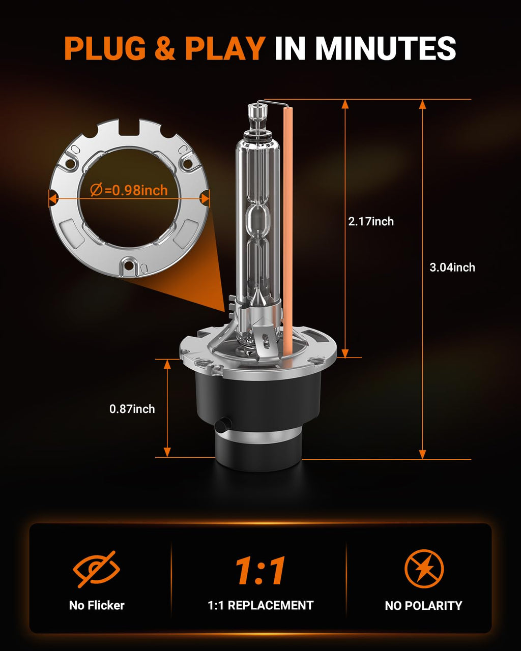 SEALIGHT D3S HID Bulbs, 6000K Daylight White Enhanced Visibility, 35W Direct Fit for 66340, 42403, 42302 (42403C1) D3S Xenon Bulb, Pack of 2 (Halogen Headlamp Incompatible)