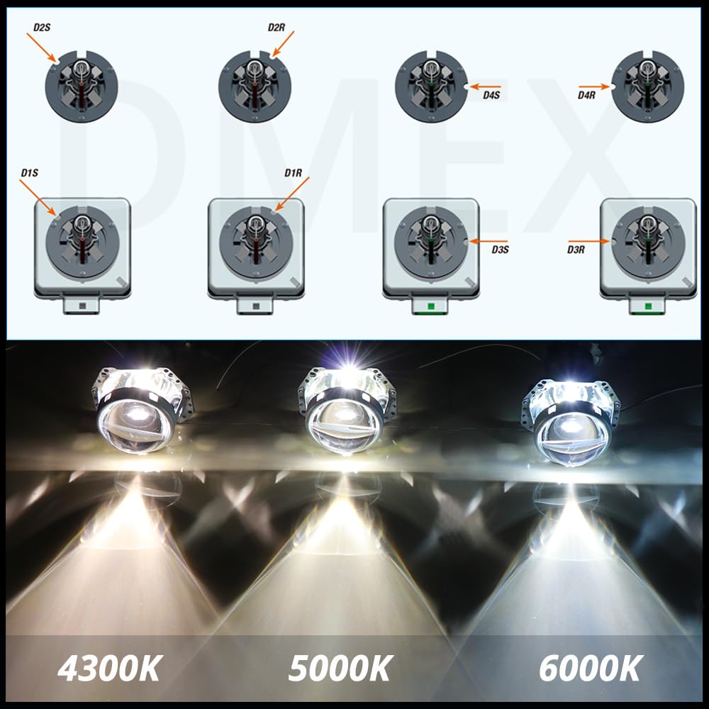 DMEX D2S HID Headlight Bulbs 6000K Cool White Xenon 35W 85122 66240 66040 66240CBI Replacement - Pack of 2 (Not fit Halogen Headlamp)