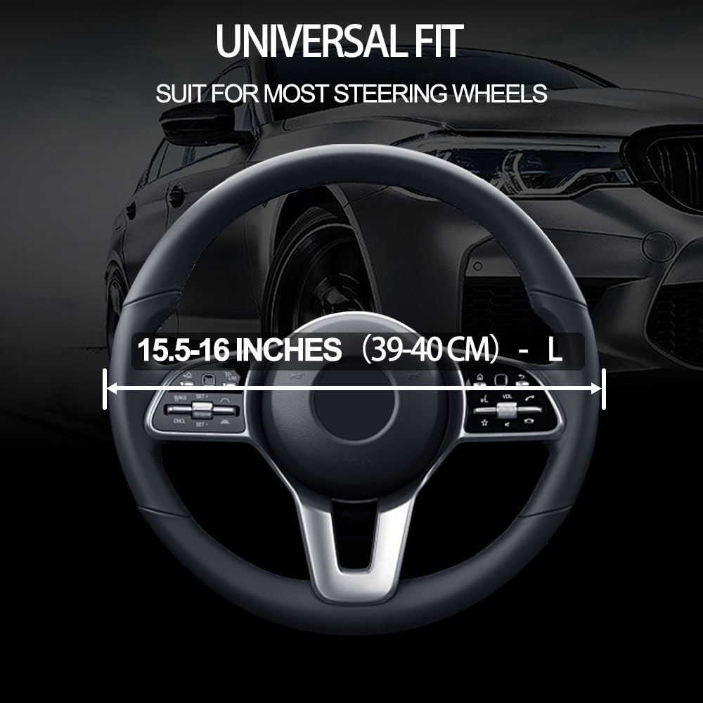 Leather Car Steering Wheel Cover, Universal Fit for Most Cars, Beige