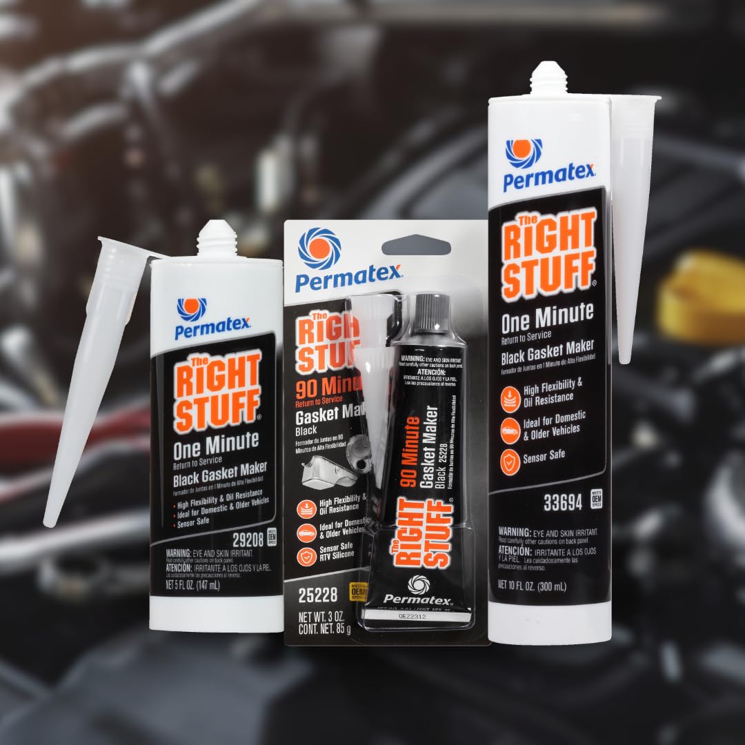 Permatex 82180 Ultra Black Maximum Oil Resistance RTV Silicone Gasket Maker, Sensor Safe and Non-Corrosive, for High Flex and Oil Resistant Applications 3 oz