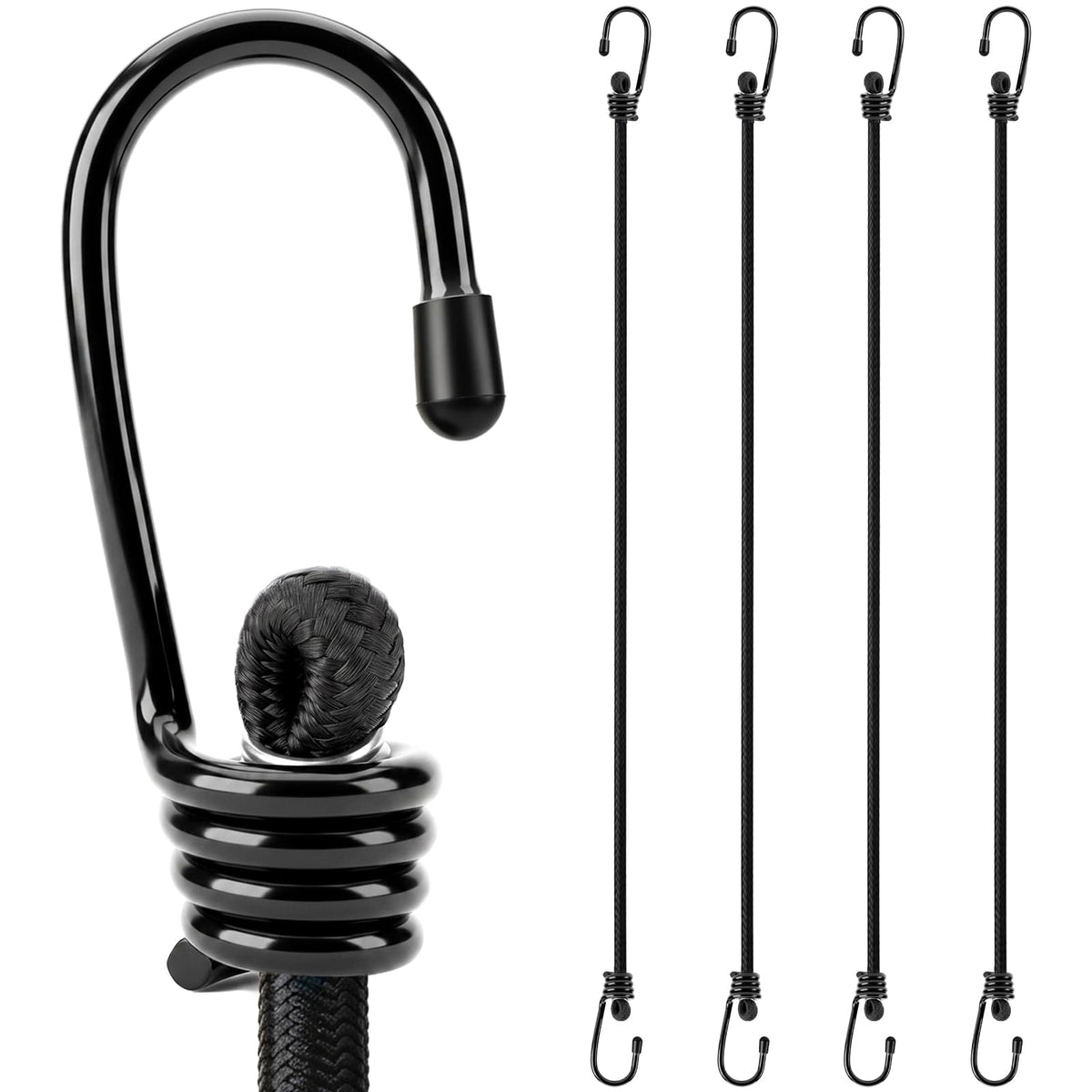 HORUSDY 31-Piece Premium Bungee Cords Assortment Jar, Includes 10”,18”,24”,32”,40” Bungee Cords, 6“ Zip Ties, 8”Canopy/Tarp Ball Ties and Crocodile Mouth Tarp Clips