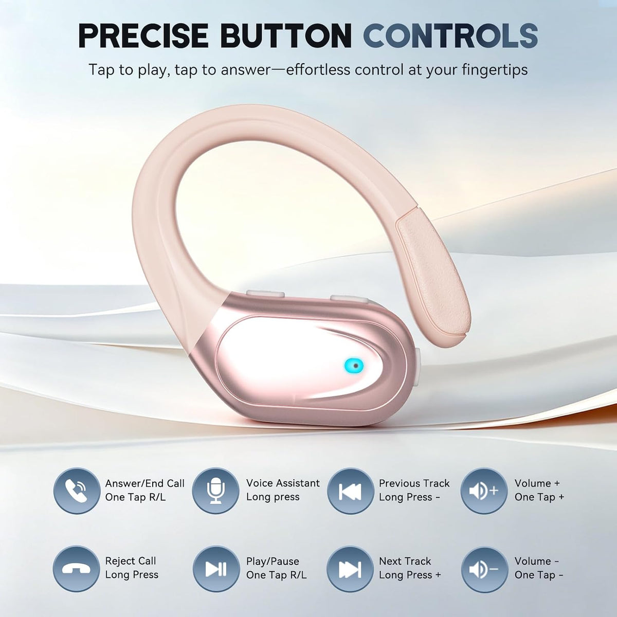 HAOYUYAN Wireless Earbuds, Sports Bluetooth Ear Buds Headphones Rose Gold
