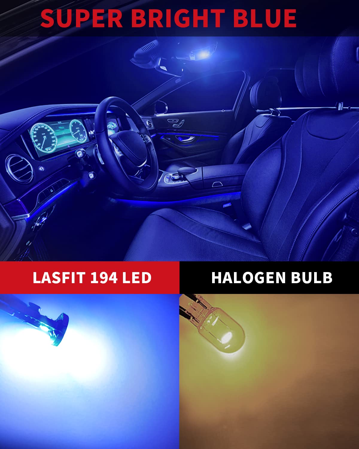 LASFIT 194 LED Bulb T10 168 192 White Bright for License Plate Bulb 2 PCS