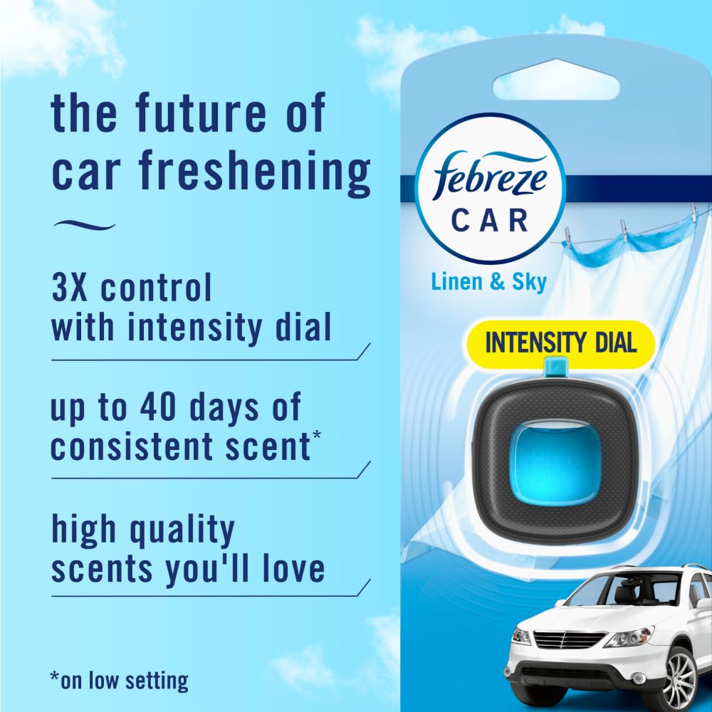 Febreze Car Air Freshener Vent Clip Gain Moonlight Breeze Scent, .07 oz. Car Vent Clip, Pack of 3 and Stay-Fresh Storage Case