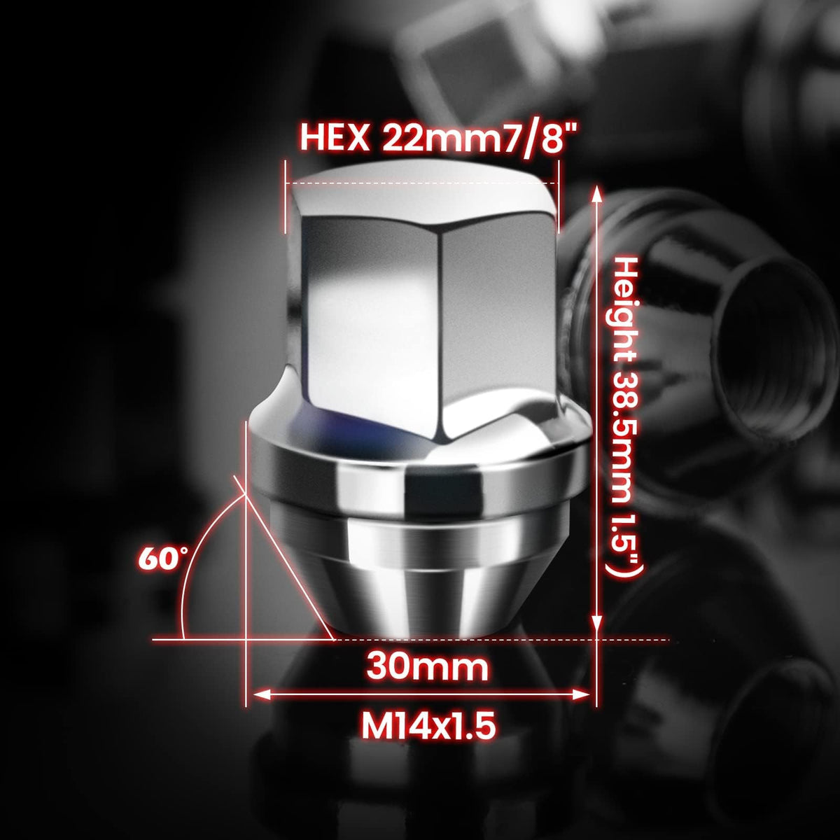 dynofit 24pcs 14x1.5 OEM/Stock Lug Nuts for 2015-2026 Expedition/F-150, M14-1.5 One-Piece Design Factory Chrome Wheel Lugnuts for Lincoln 2015-2026 Navigator, 21mm Hex Anti-Rusting Updated