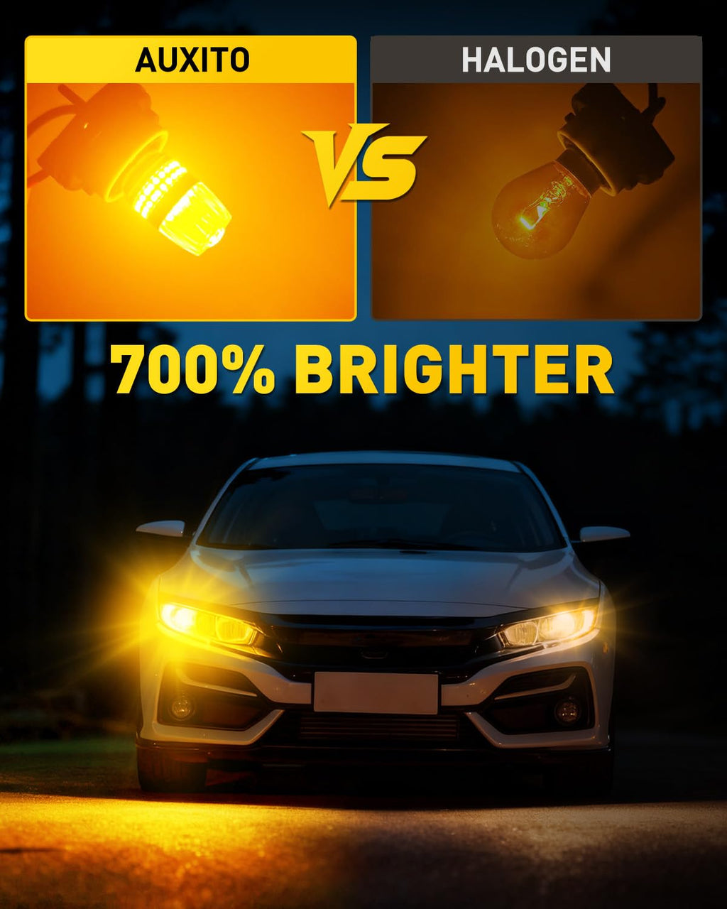AUXITO 194 LED Bulb 6000K White Dome Light, 168 2825 W5W T10 Wedge 24-SMD 3014 Chipsets Error Free LED Replacement Light for Car Interior LED Dome Map Door License Marker Lights, Pack of 10