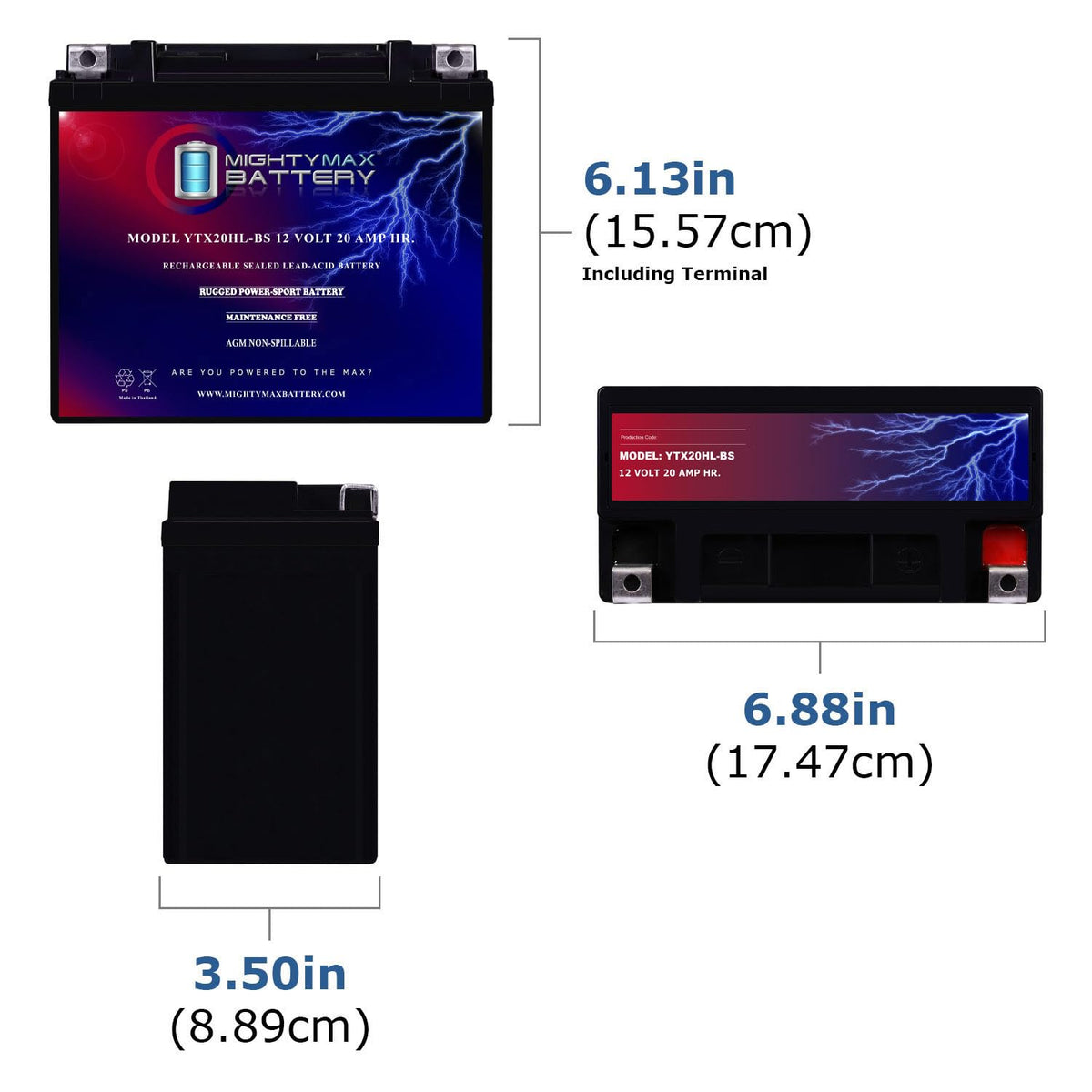 Mighty Max Battery YTX14-BS - 12 Volt 12 AH, 200 CCA, Rechargeable Maintenance Free SLA AGM Motorcycle Battery