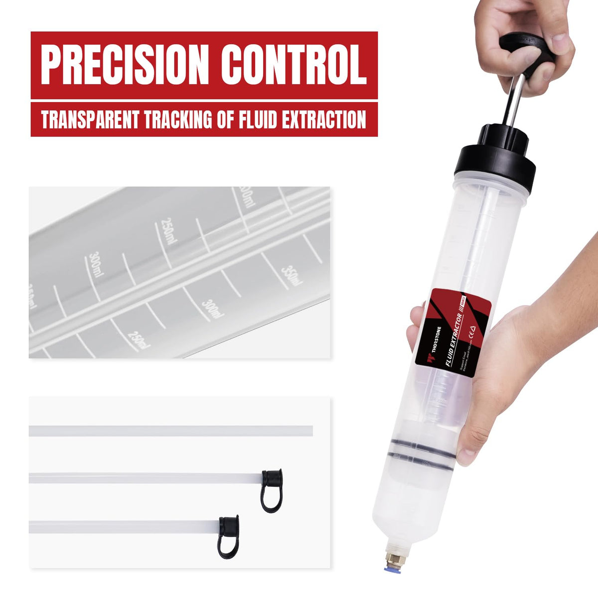 Thorstone 200cc Fluid Extractor Pump with 2pcs 22cm PVC Suction Tubes