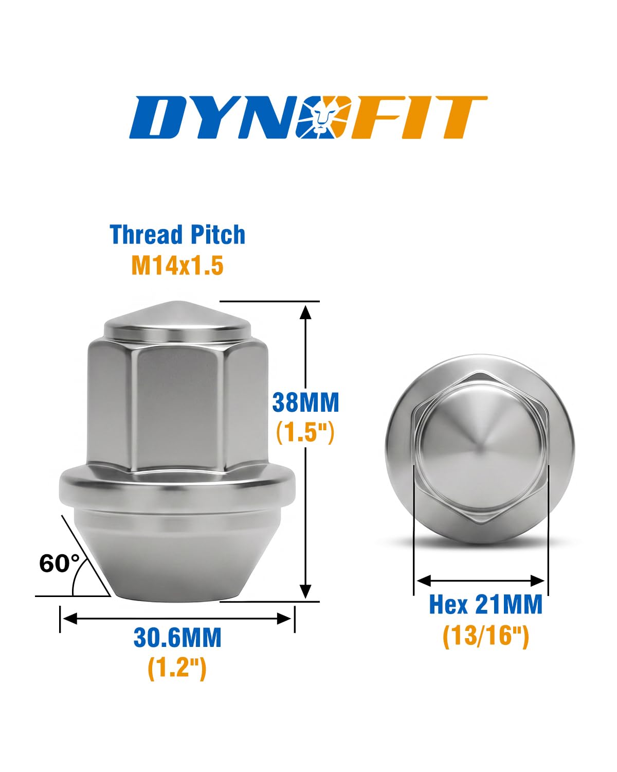 dynofit 24pcs 14x1.5 OEM/Stock Lug Nuts for 2015-2026 Expedition/F-150, M14-1.5 One-Piece Design Factory Chrome Wheel Lugnuts for Lincoln 2015-2026 Navigator, 21mm Hex Anti-Rusting Updated