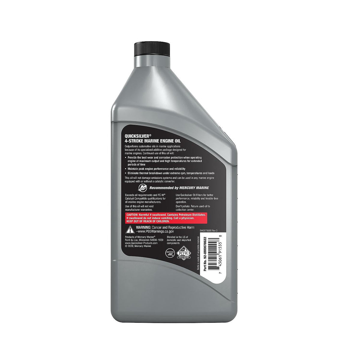 Quicksilver 25W-40 4-Stroke Marine Engine Oil for Outboards, 1 Gallon