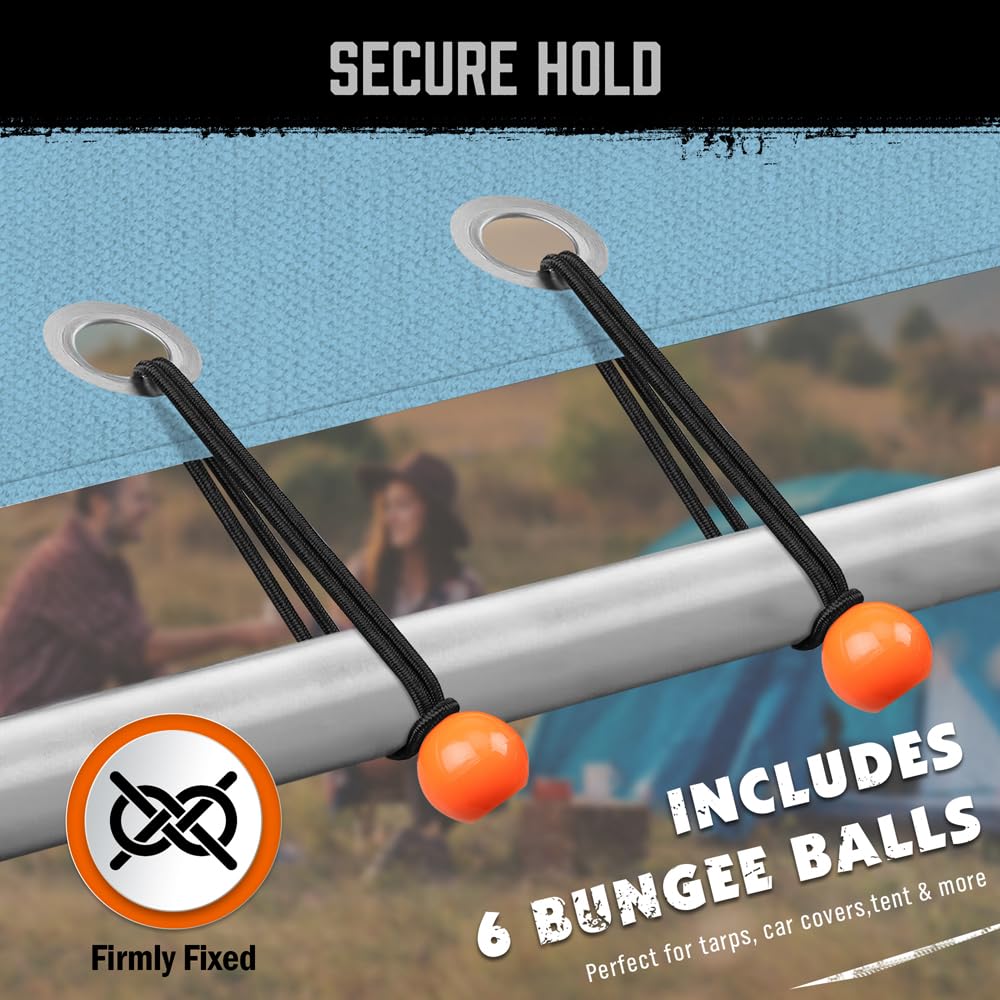 HORUSDY 31-Piece Premium Bungee Cords Assortment Jar, Includes 10”,18”,24”,32”,40” Bungee Cords, 6“ Zip Ties, 8”Canopy/Tarp Ball Ties and Crocodile Mouth Tarp Clips