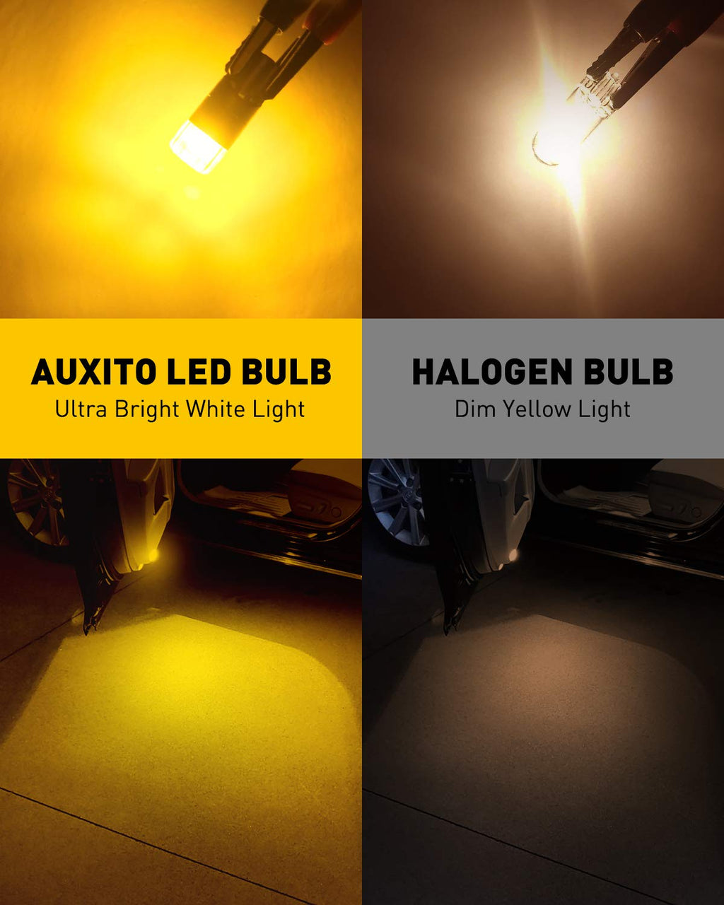 AUXITO 194 LED Bulb 6000K White 168 2825 W5W T10 Wedge 14-SMD Interior Car Bulbs Replacement for Dome Map Door Courtesy Trunk License Plate Parking Lights, 10 PCS