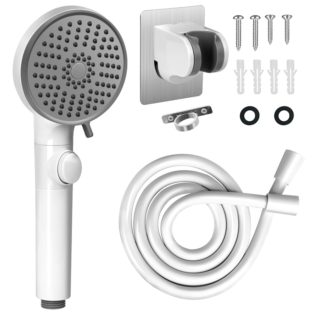 RV Shower Head with Hose, High Pressure 5 Mode Shower head Replacement, Showerheads for RV/Campers, Travel Trailer, Motorhome for Water Saving, Handheld Shower Head Holder and Hose, On Off Switch