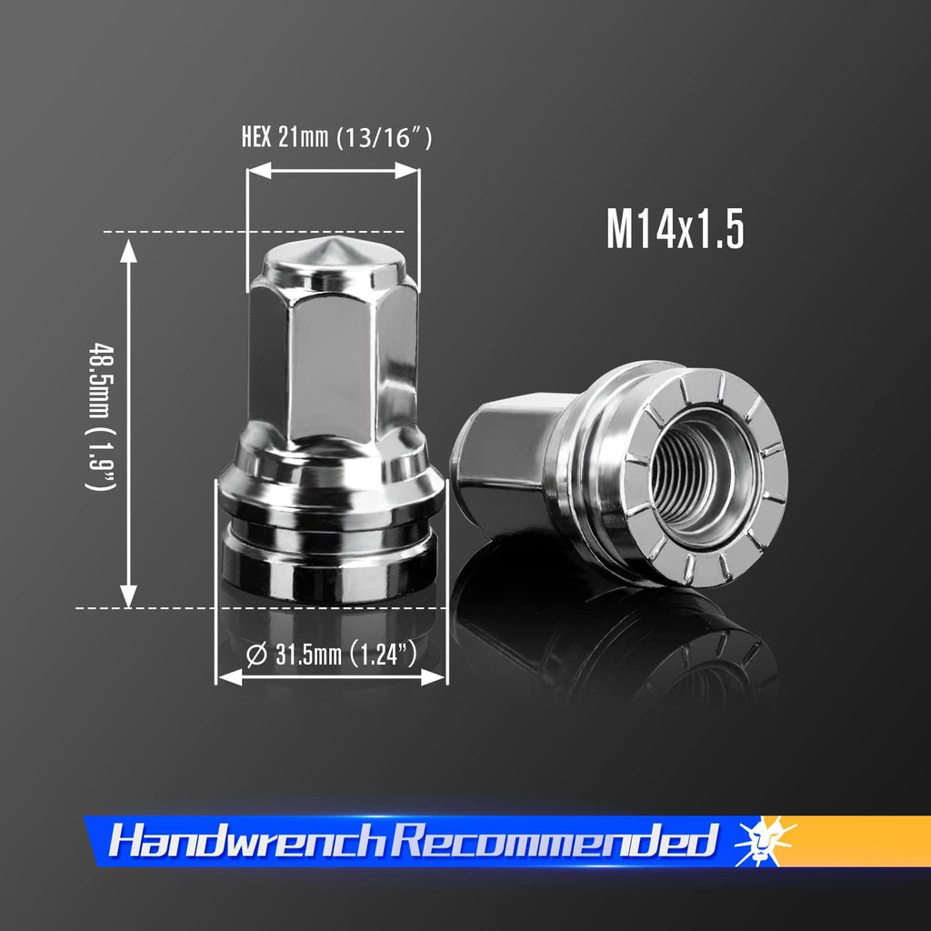 dynofit 24pcs 14x1.5 OEM/Stock Lug Nuts for 2015-2026 Expedition/F-150, M14-1.5 One-Piece Design Factory Chrome Wheel Lugnuts for Lincoln 2015-2026 Navigator, 21mm Hex Anti-Rusting Updated