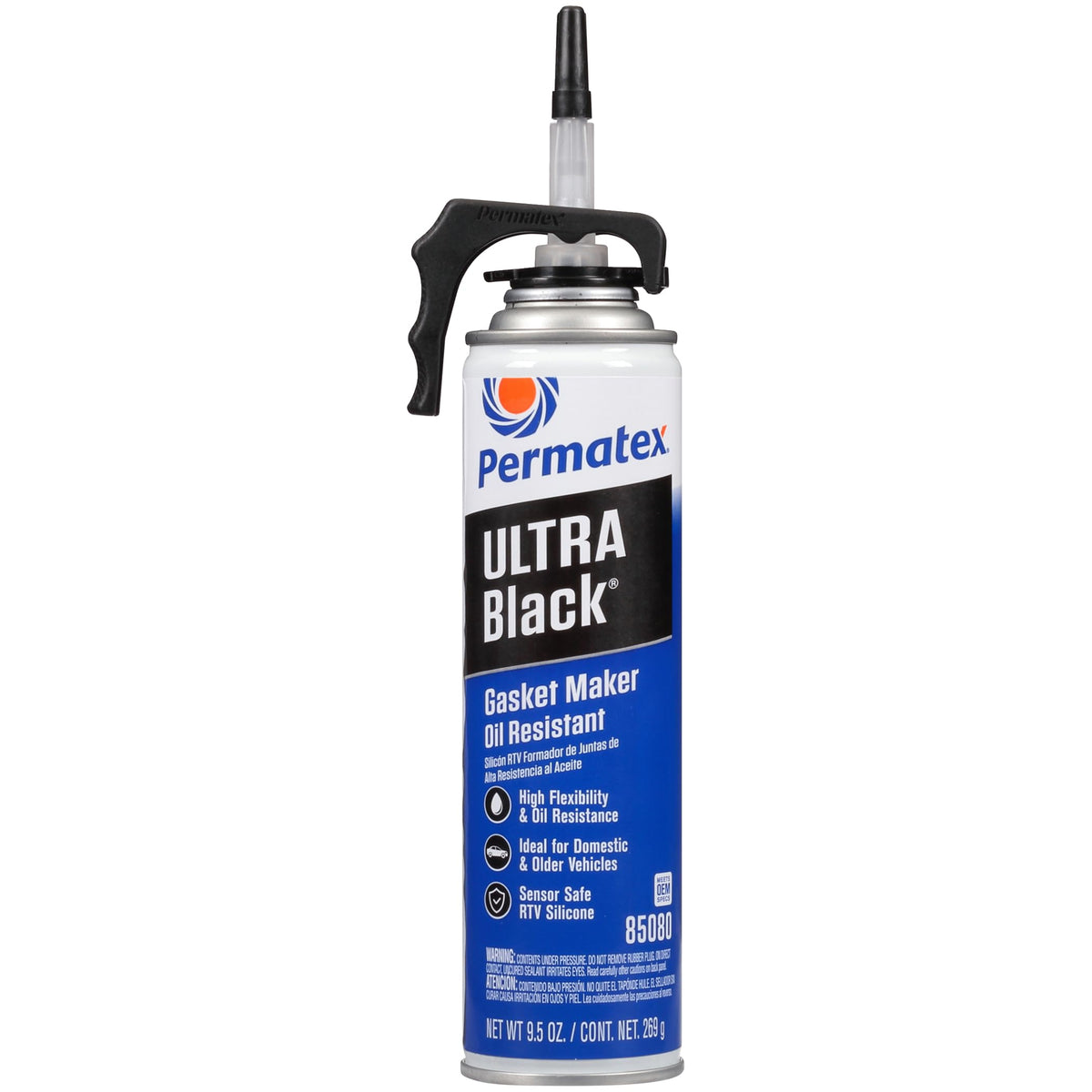 Permatex 82180 Ultra Black Maximum Oil Resistance RTV Silicone Gasket Maker, Sensor Safe and Non-Corrosive, for High Flex and Oil Resistant Applications 3 oz