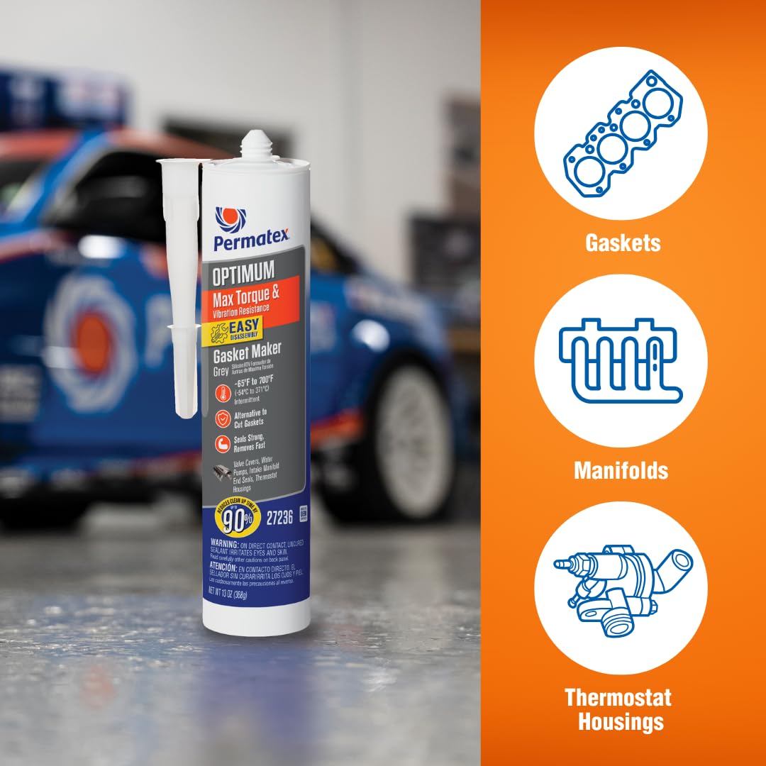 Permatex 82194 Ultra Grey Rigid High-Torque RTV Silicone Gasket Maker, 3.0 oz.