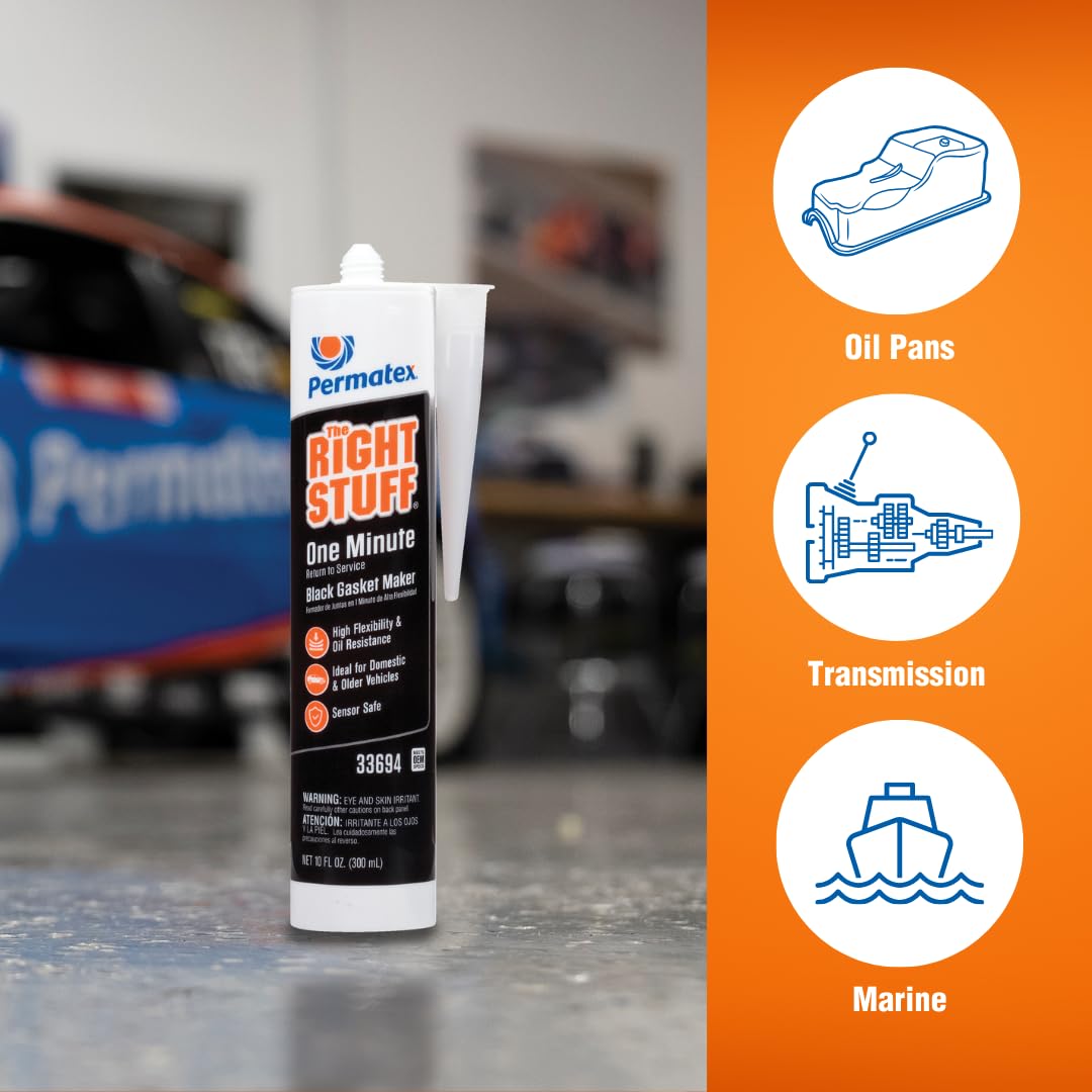 Permatex 82180 Ultra Black Maximum Oil Resistance RTV Silicone Gasket Maker, Sensor Safe and Non-Corrosive, for High Flex and Oil Resistant Applications 3 oz