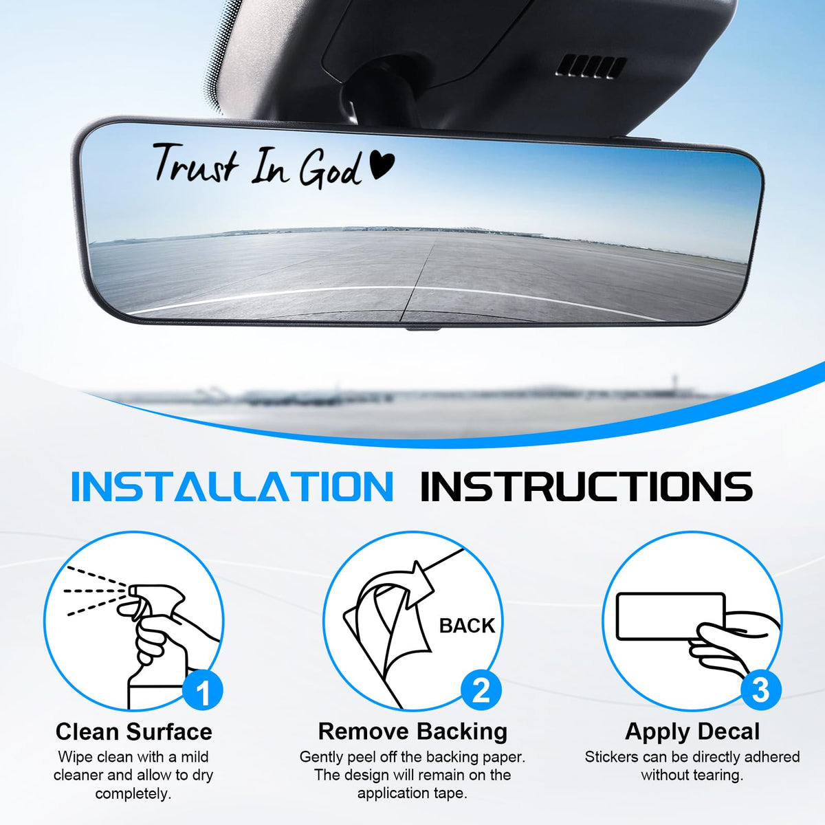 JUSTTOP 4PCS Car Decal,Decorative Rearview Mirror Sticker,I Love You Drive Safe Car Sticker,Auto Sticker and Decal,Car Decor for Women,Car Accessories,Fits Most Vehicles,Direct-Stick(Black&Red)