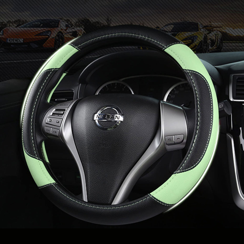 Leather Car Steering Wheel Cover, Universal Fit for Most Cars, Beige