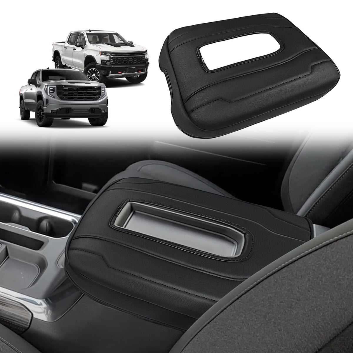 Muslogy Armrest Cover for Silverado/Sierra 2019-2026, Regular Thick, Bench