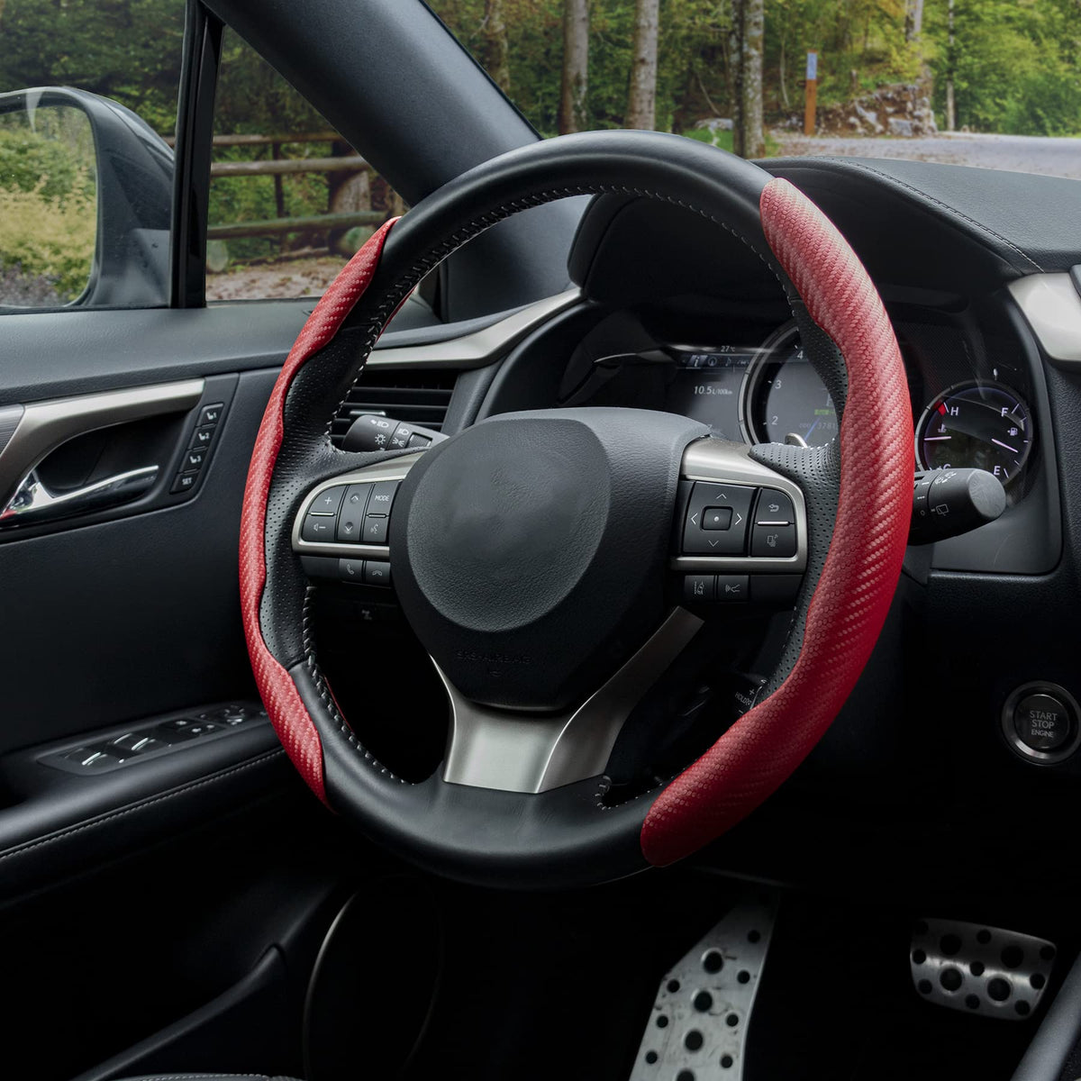 3pcs Carbon Fiber Anti-Skid Steering Wheel Cover, Waterproof & Segmented Butterfly Design, Universal 99% Vehicle Wheel Cover Protector, Car Interior Accessories (Black-3pcs)