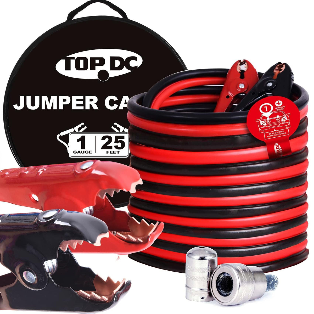 TOPDC 4 Gauge 20 Feet Heavy Duty Jumper Cables for Car and SUV
