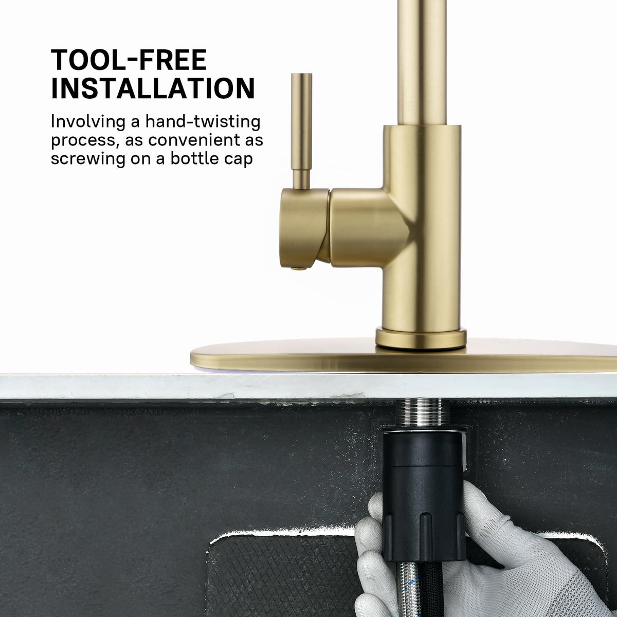 WEWE High-Arc Pull-Down Kitchen Faucet, Brushed Nickel, 3-Mode Sprayer