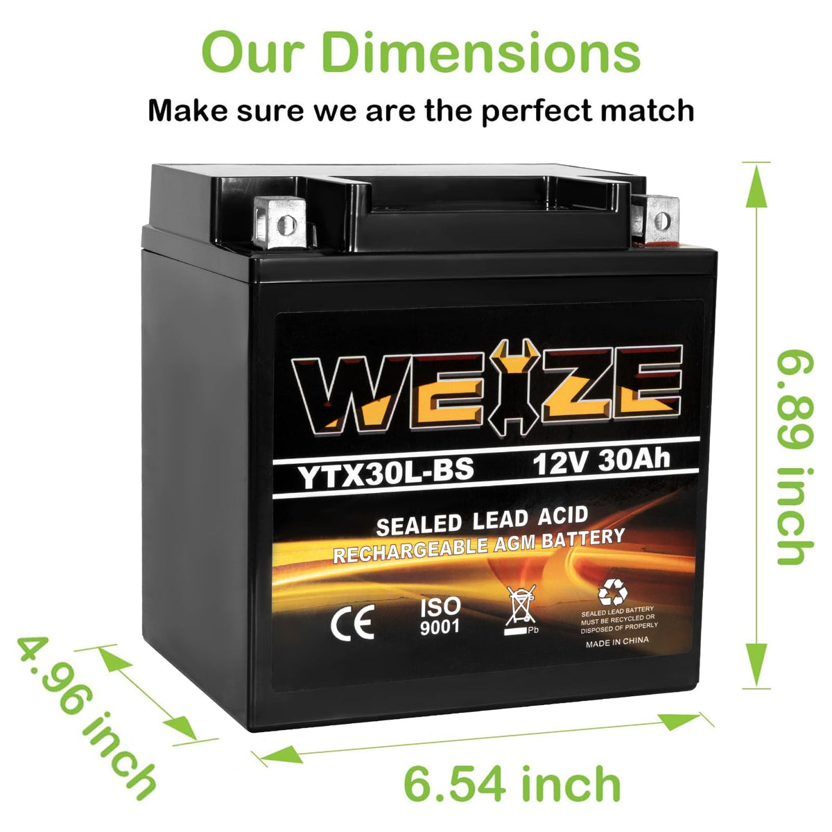 Weize YTX14 BS ATV Battery High Performance - Maintenance Free - Sealed AGM YTX14-BS Motorcycle Battery compatible with Honda Suzuki Kawasaki Yamaha scooter snowmobile