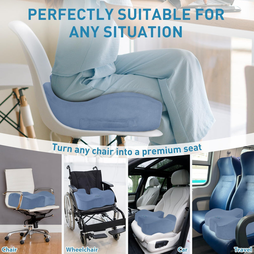 BlissTrends Memory Foam Seat Cushion for Office Chair & Car Seat, Black