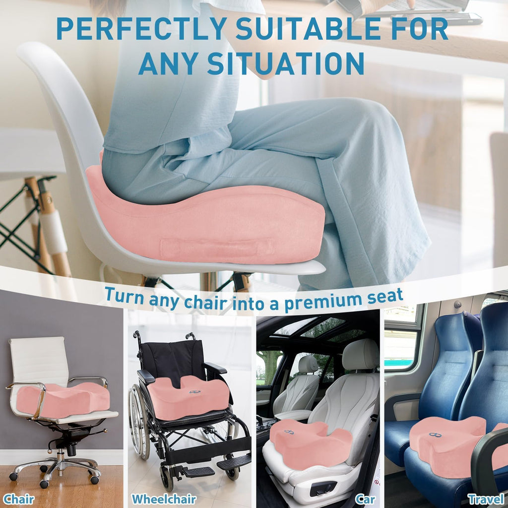 BlissTrends Memory Foam Seat Cushion for Office Chair & Car Seat, Black