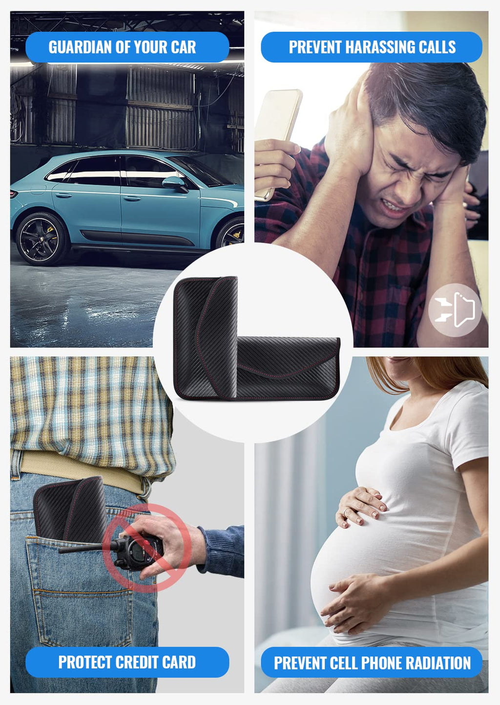 lanpard Faraday Pouch for Car Keys, Faraday Bag, Car RFID Signal Blocking Holder, Key Fob Protector, Key fob cage Block Signal Anti-Theft Fob Case (2 Pack)