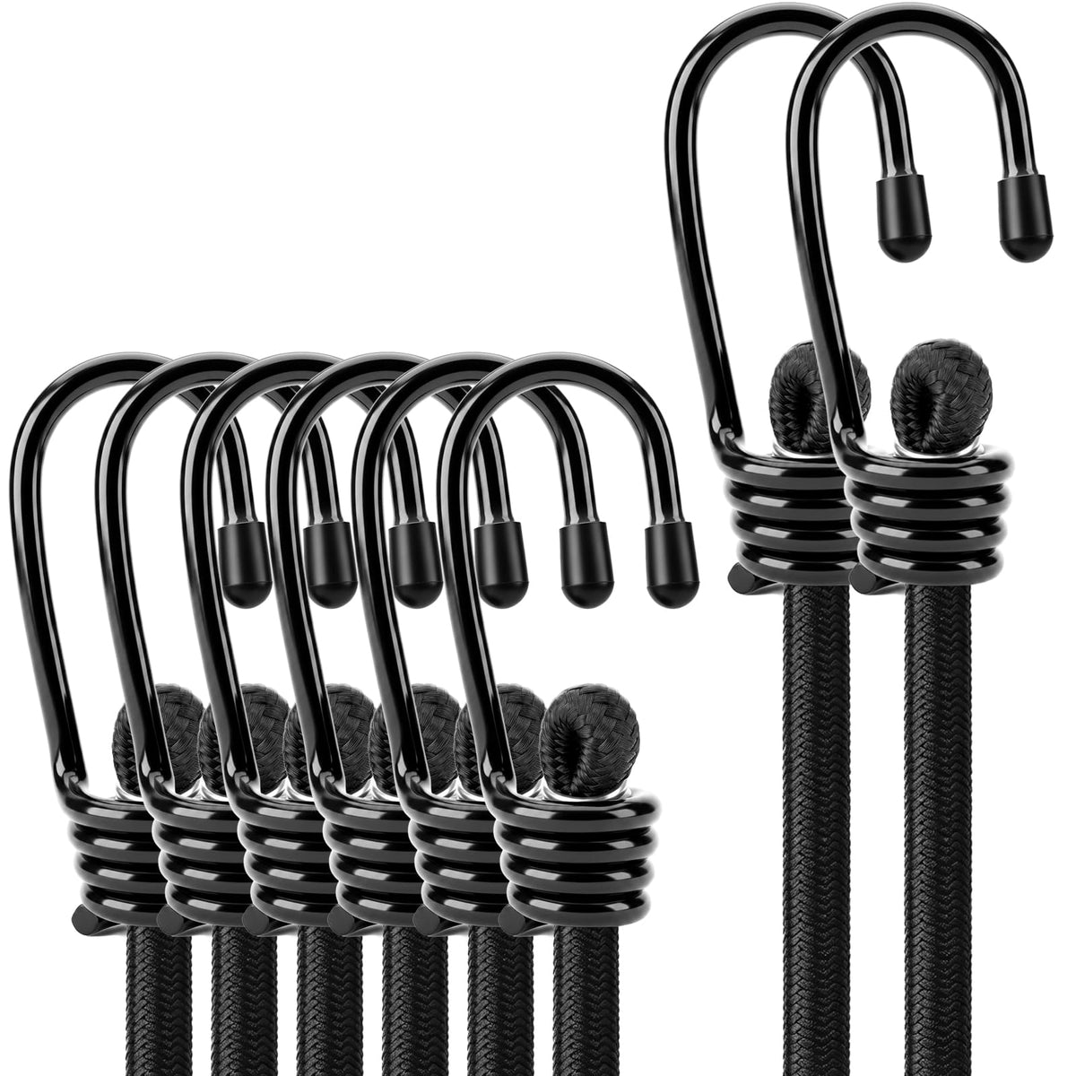 HORUSDY 31-Piece Premium Bungee Cords Assortment Jar, Includes 10”,18”,24”,32”,40” Bungee Cords, 6“ Zip Ties, 8”Canopy/Tarp Ball Ties and Crocodile Mouth Tarp Clips