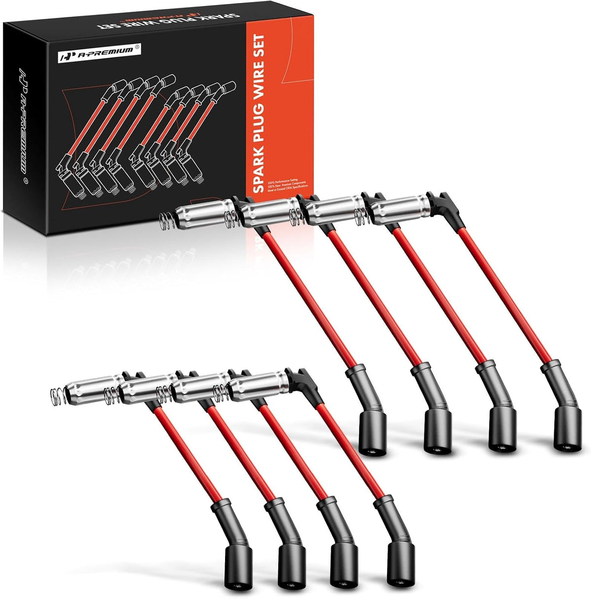 A-Premium 8MM Spark Plug Wires Set of 8, V8 Compatible with Chevrolet, GMC