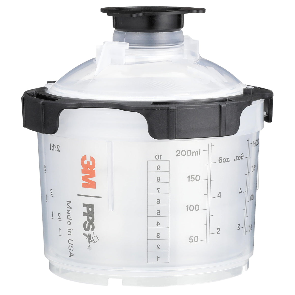 3M 26000 PPS 2.0 Spray Gun Cup, Lids and Liners Kit, Standard, 200-Micron Filter, 22 Ounces, BLACK,SILVER