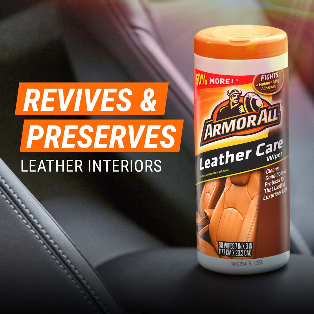 Armor All Car Leather Wipes, Cleans, Conditions, Protects, 20 Count