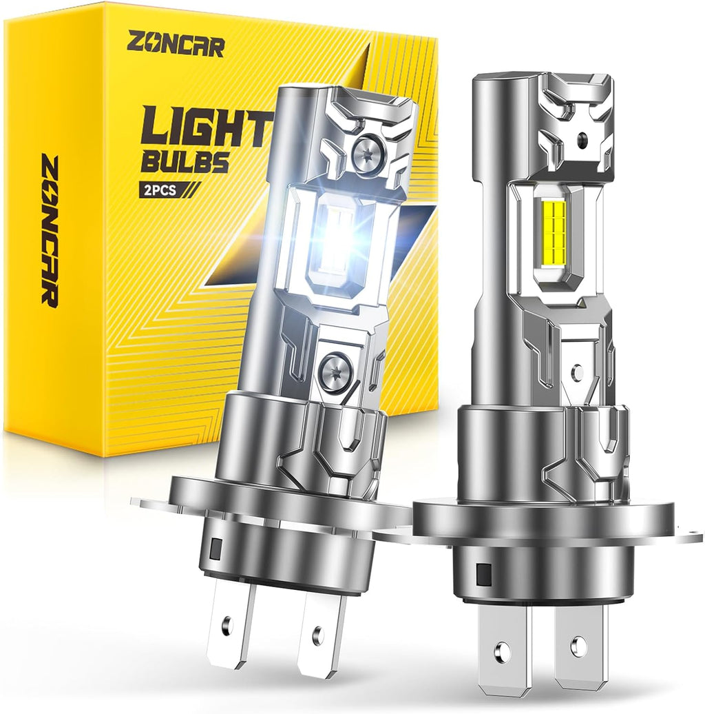 H7 Light Bulbs, 8X Ultra Brightness 60,000LM h7 Lights, 6500K Cool White Bulbs, Real 1:1 Mini Size Plug and Play, IP68 Waterproof, Pack of 2