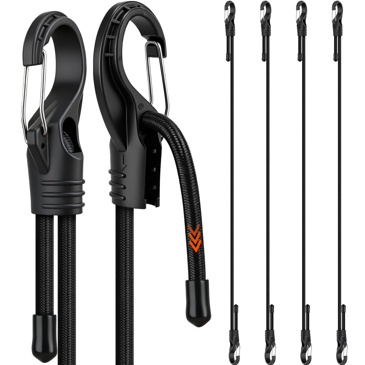 HORUSDY 31-Piece Premium Bungee Cords Assortment Jar, Includes 10”,18”,24”,32”,40” Bungee Cords, 6“ Zip Ties, 8”Canopy/Tarp Ball Ties and Crocodile Mouth Tarp Clips
