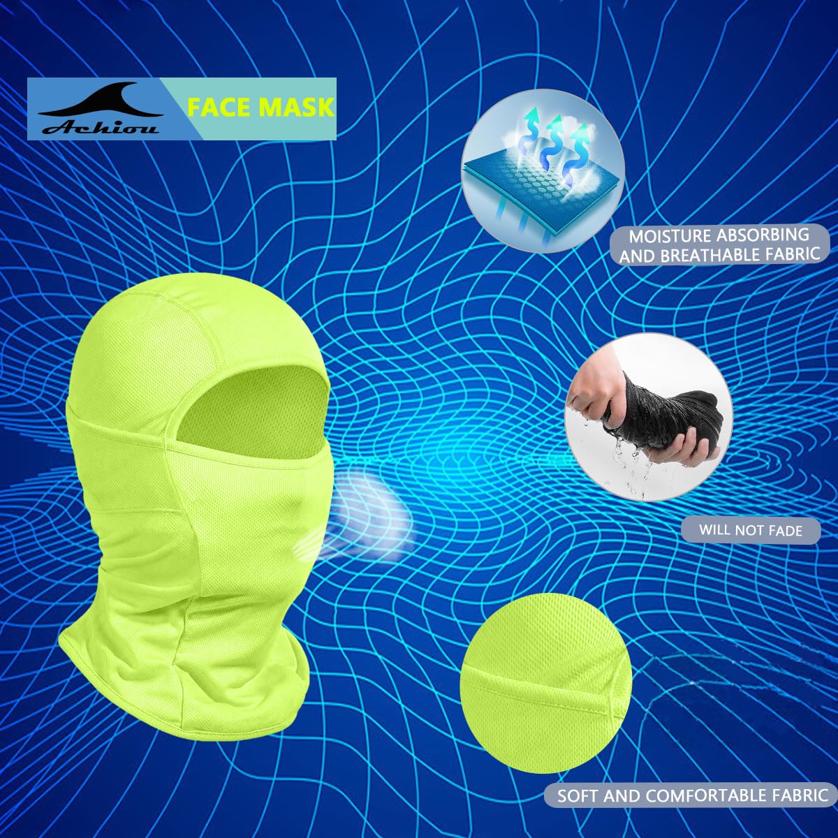 Achiou Ski Mask for Men and Women, Lightweight UV Balaclava Face Cover