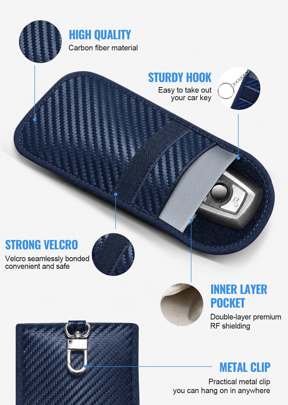 lanpard Faraday Pouch for Car Keys, Faraday Bag, Car RFID Signal Blocking Holder, Key Fob Protector, Key fob cage Block Signal Anti-Theft Fob Case (2 Pack)