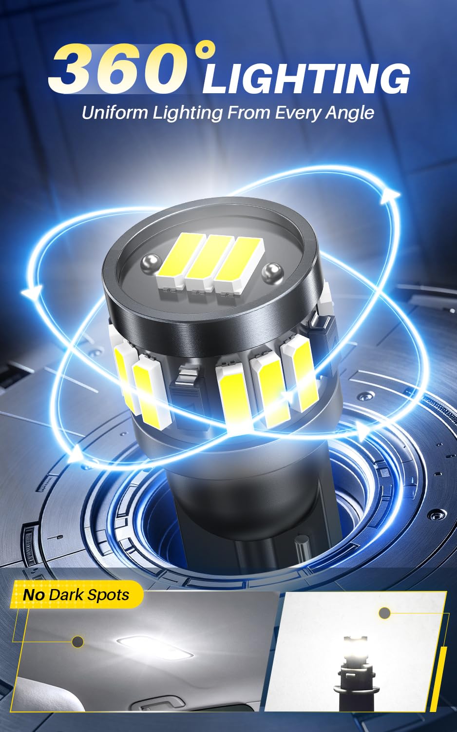AUTOONE 194 LED License Plate Light 300% High Brightness T10 168 2825 W5W Bulbs for Dome Map Door Courtesy Interior Car 6500K White, Pack of 2